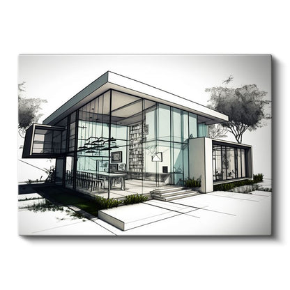 Mimar - Cam Cepheli Modern Yapı Kanvas Tablo