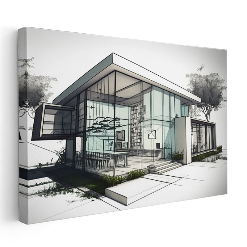 Mimar - Cam Cepheli Modern Yapı Kanvas Tablo