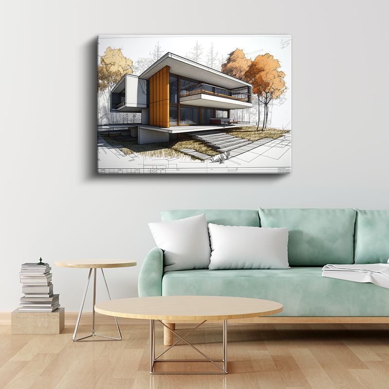 Mimar - Sonbahar Temalı Villa Tasarımı Kanvas Tablo
