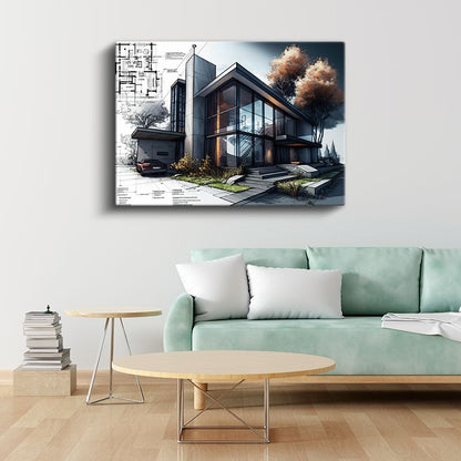 Mimar - Detaylı Proje ve Plan Çizimi Kanvas Tablo