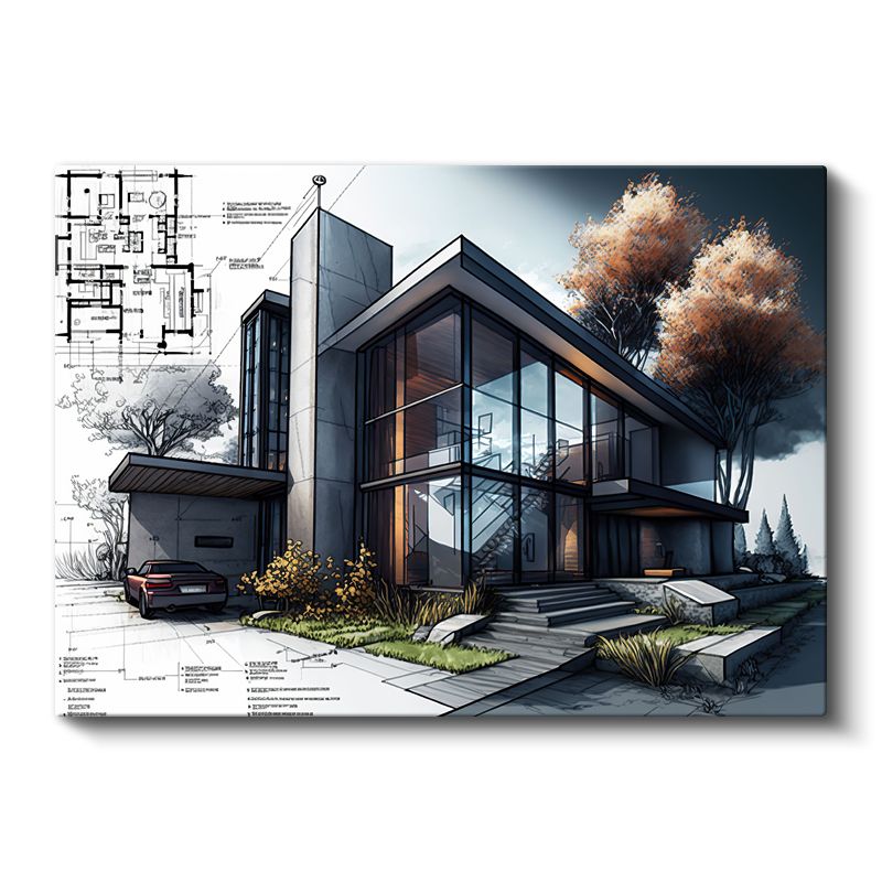 Mimar - Detaylı Proje ve Plan Çizimi Kanvas Tablo