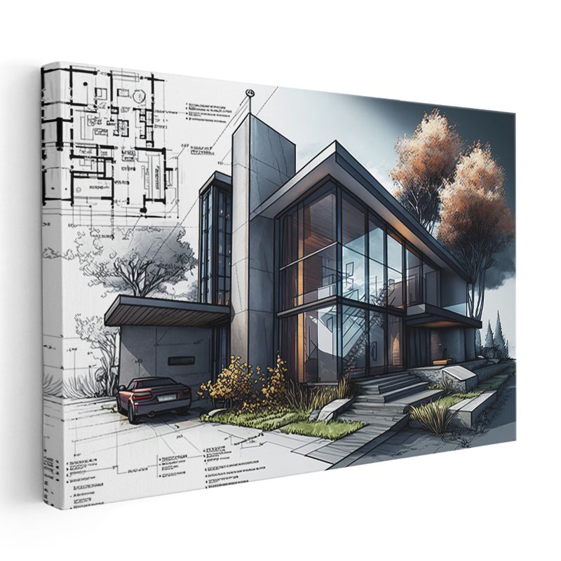 Mimar - Detaylı Proje ve Plan Çizimi Kanvas Tablo