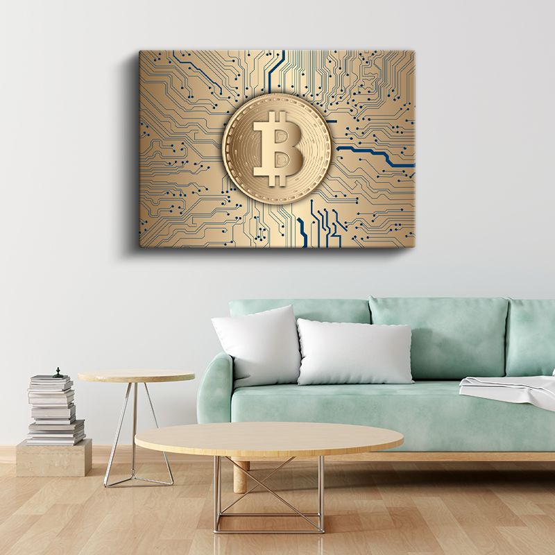 Blockchain Mühendisi - Altın Bitcoin Teknolojisi Kanvas Tablo