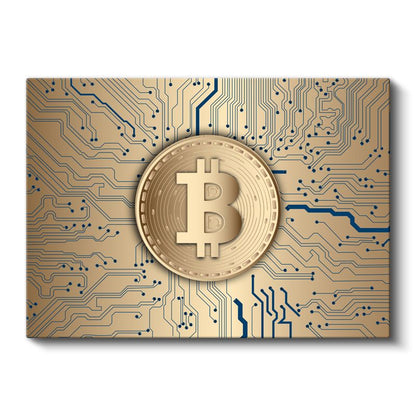 Blockchain Mühendisi - Altın Bitcoin Teknolojisi Kanvas Tablo