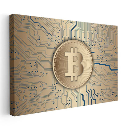 Blockchain Mühendisi - Altın Bitcoin Teknolojisi Kanvas Tablo