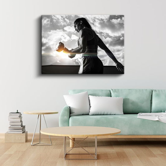 Fitness Koçu - Güneş Işığında Antrenman Kanvas Tablo