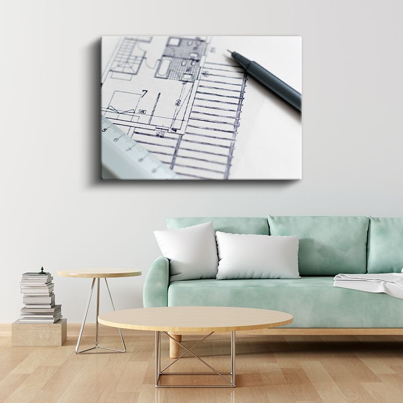 Mimar - Tasarım Planları Kanvas Tablo