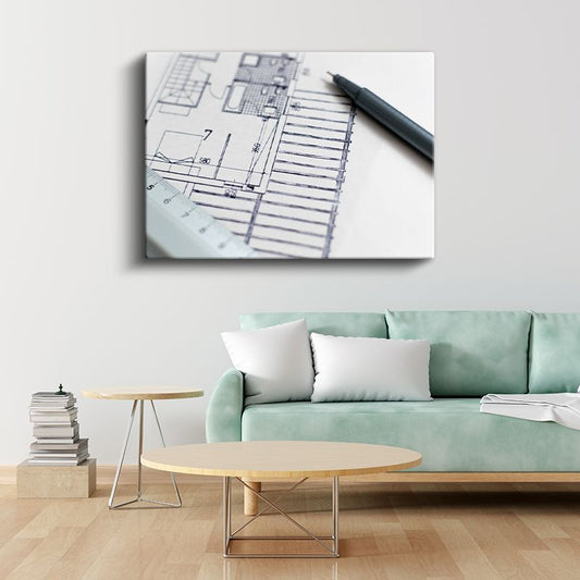 Mimar - Tasarım Planları Kanvas Tablo