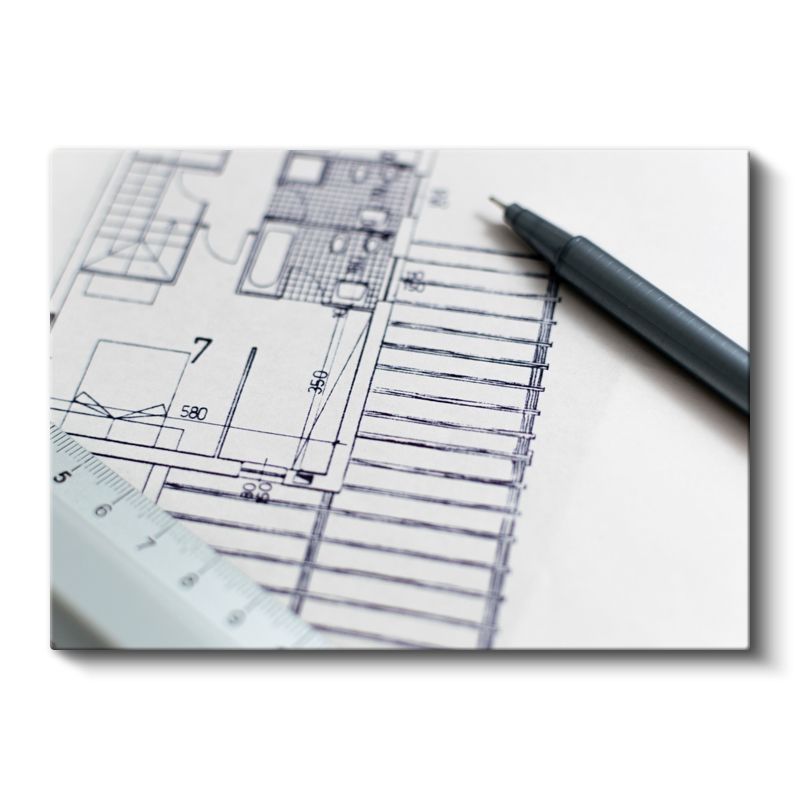 Mimar - Tasarım Planları Kanvas Tablo