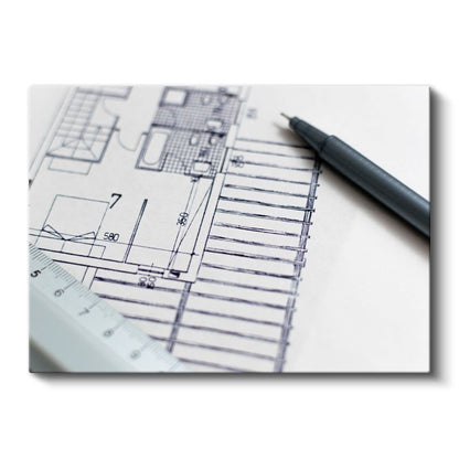 Mimar - Tasarım Planları Kanvas Tablo