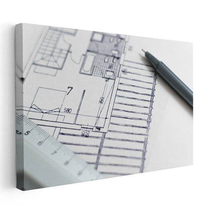 Mimar - Tasarım Planları Kanvas Tablo