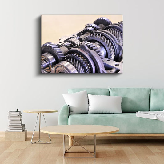 Otomotiv Mekaniği - Vites Kutusu Dişli Mekanizması Kanvas Tablo