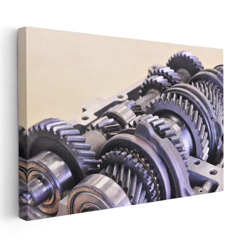 Otomotiv Mekaniği - Vites Kutusu Dişli Mekanizması Kanvas Tablo