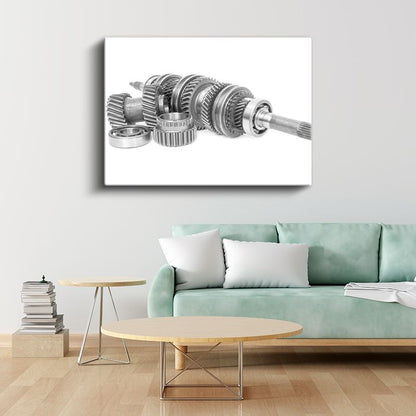 Otomotiv Mekaniği - Transmisyon Sistemi Parçaları Kanvas Tablo