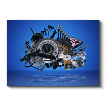 Otomotiv Tamircisi - Yedek Parça Koleksiyonu Kanvas Tablo