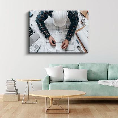Mimar - Yapı Planı Detaylandırma Kanvas Tablo