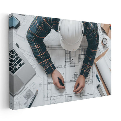 Mimar - Yapı Planı Detaylandırma Kanvas Tablo