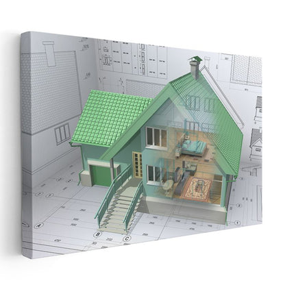 Mimar - Detaylı 3D Ev Tasarımı ve Sanal Gerçeklik Kanvas Tablo
