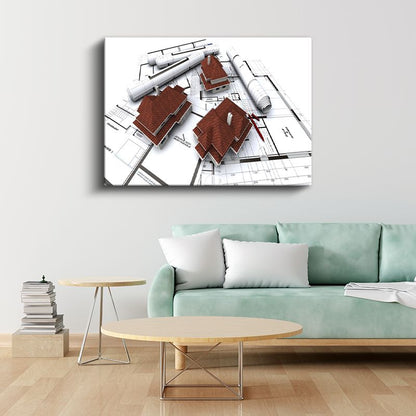 Mimar - Proje Planları ve 3D Ev Tasarımı Kanvas Tablo