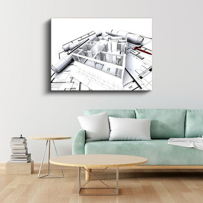 Mimar - İç Mekan Tasarımı ve Mimari Plan Kanvas Tablo