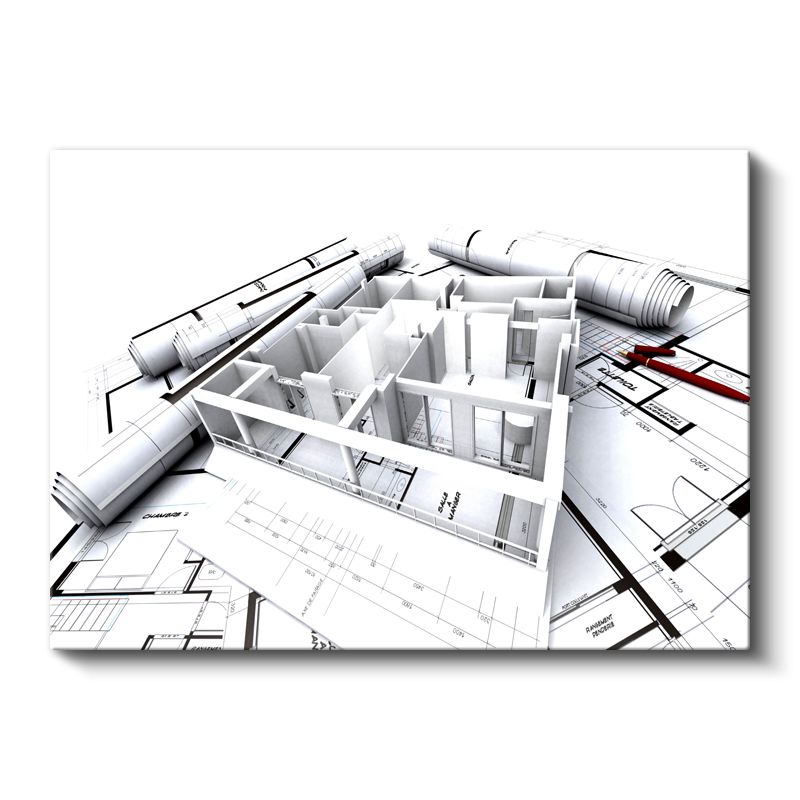 Mimar - İç Mekan Tasarımı ve Mimari Plan Kanvas Tablo