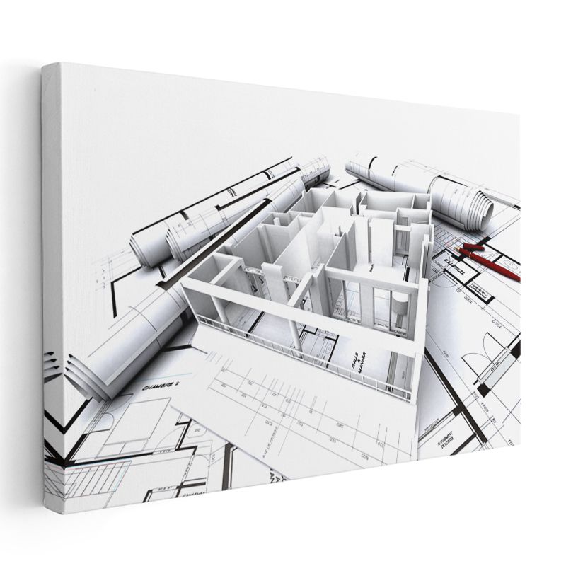Mimar - İç Mekan Tasarımı ve Mimari Plan Kanvas Tablo