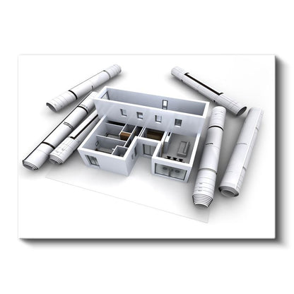 İnşaat Mühendisi - Yapı Modeli ve Teknik Planlar Kanvas Tablo