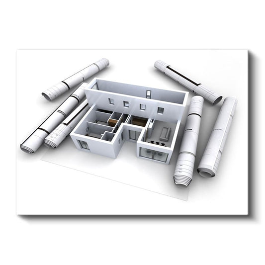İnşaat Mühendisi - Yapı Modeli ve Teknik Planlar Kanvas Tablo