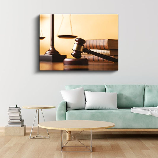 Avukat - Adalet ve Hukuk Sembolleri Kanvas Tablo