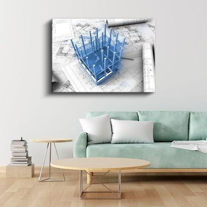 Mimar - Bina Projelendirme Süreci Kanvas Tablo