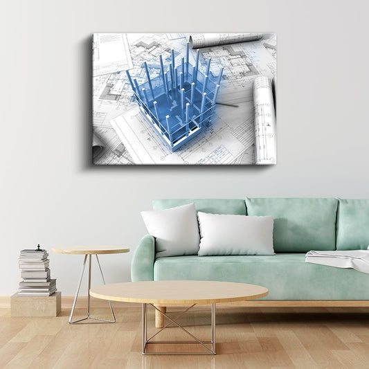 Mimar - Bina Projelendirme Süreci Kanvas Tablo