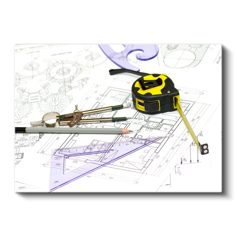 Mimar - Teknik Çizim Aletleri ve Planlar Kanvas Tablo