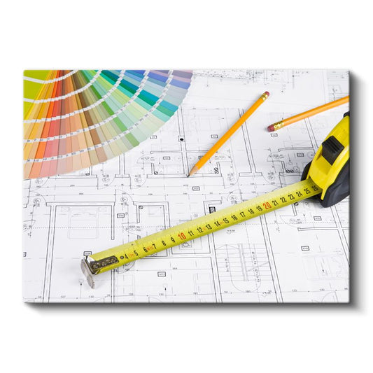 İç Mimar - Renk Paleti ve Ölçüm Kanvas Tablo