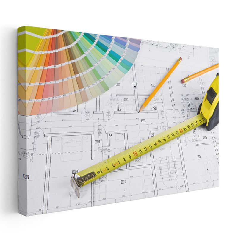 İç Mimar - Renk Paleti ve Ölçüm Kanvas Tablo