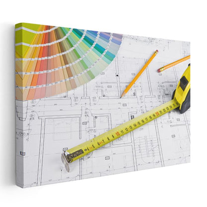 İç Mimar - Renk Paleti ve Ölçüm Kanvas Tablo