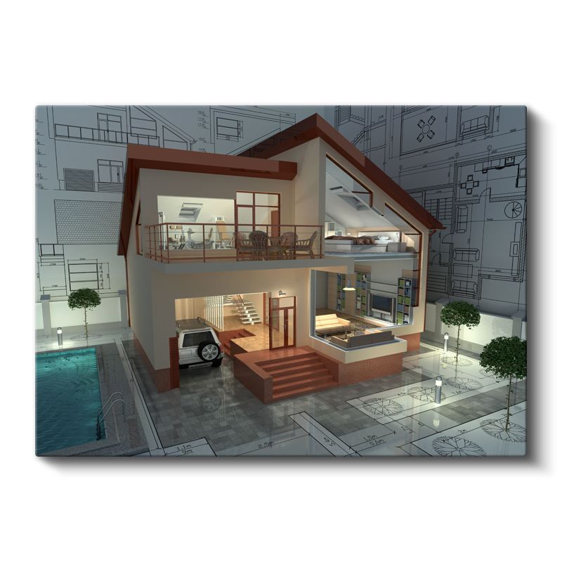 Mimar - Modern Villa Tasarımı ve Konsepti Kanvas Tablo