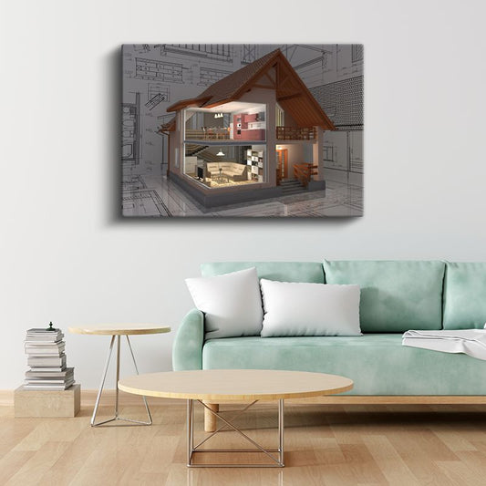 Mimar - Çatı Katı Ev Projesi Kanvas Tablo