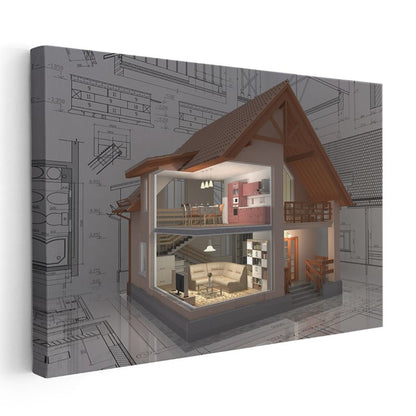 Mimar - Çatı Katı Ev Projesi Kanvas Tablo