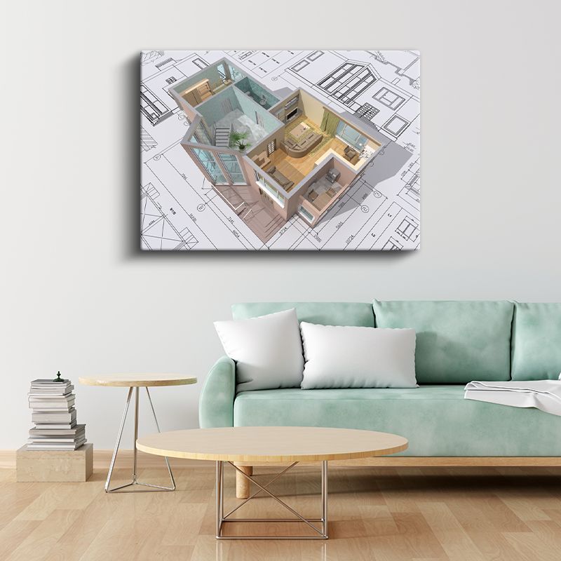 Mimar - Açık Plan Daire Tasarımı Kanvas Tablo