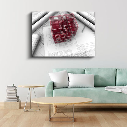 Mimar - Bilgisayar Destekli 3D Bina Modelleme ve Render Kanvas Tablo