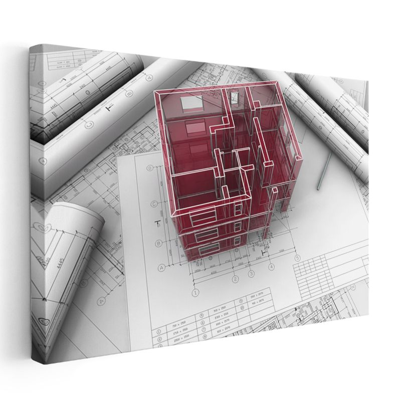 Mimar - Bilgisayar Destekli 3D Bina Modelleme ve Render Kanvas Tablo