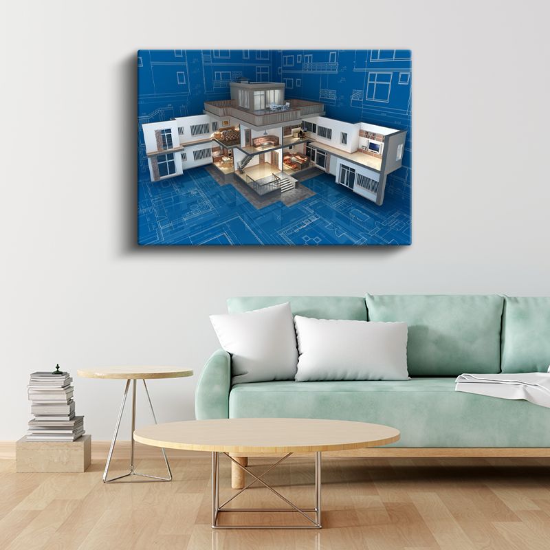 Mimar - Lüks Villa Kesiti Kanvas Tablo