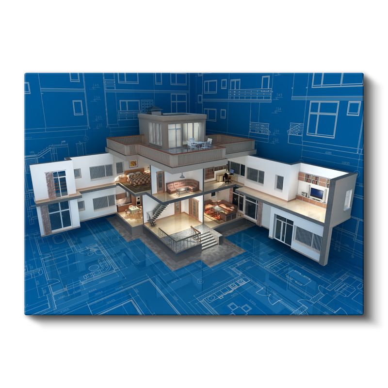 Mimar - Lüks Villa Kesiti Kanvas Tablo