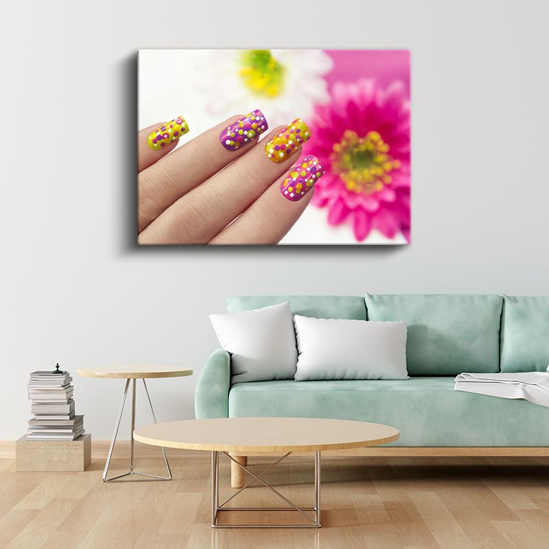 Tırnak Tasarımcısı - Renkli Nokta Desenleri Kanvas Tablo