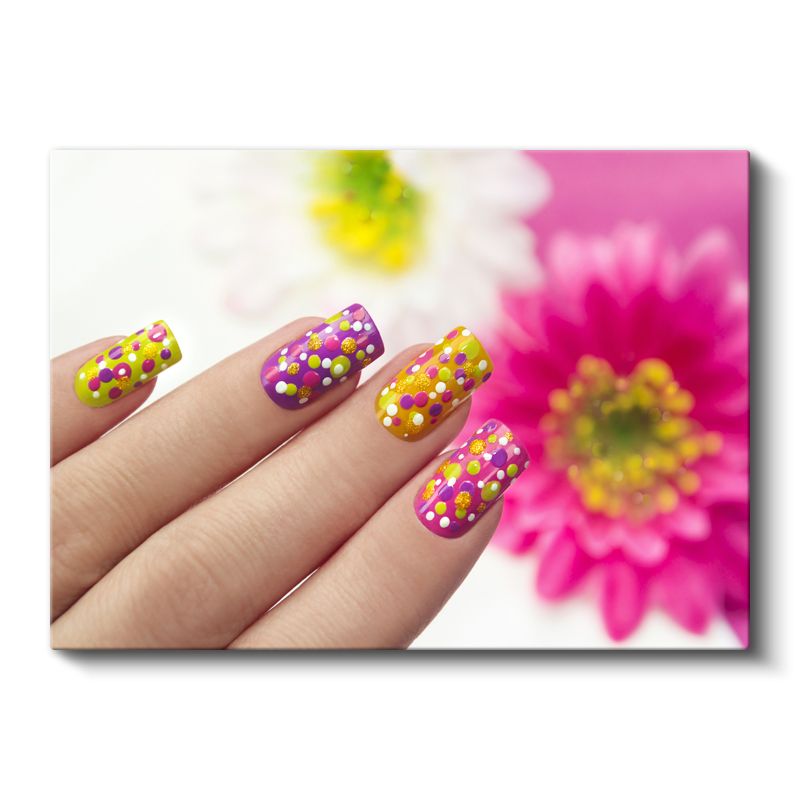 Tırnak Tasarımcısı - Renkli Nokta Desenleri Kanvas Tablo