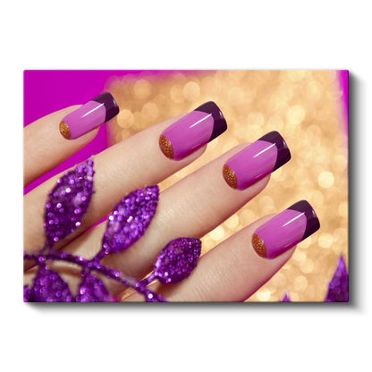 Tırnak Tasarımcısı - Mor Fransız Tasarımı Kanvas Tablo