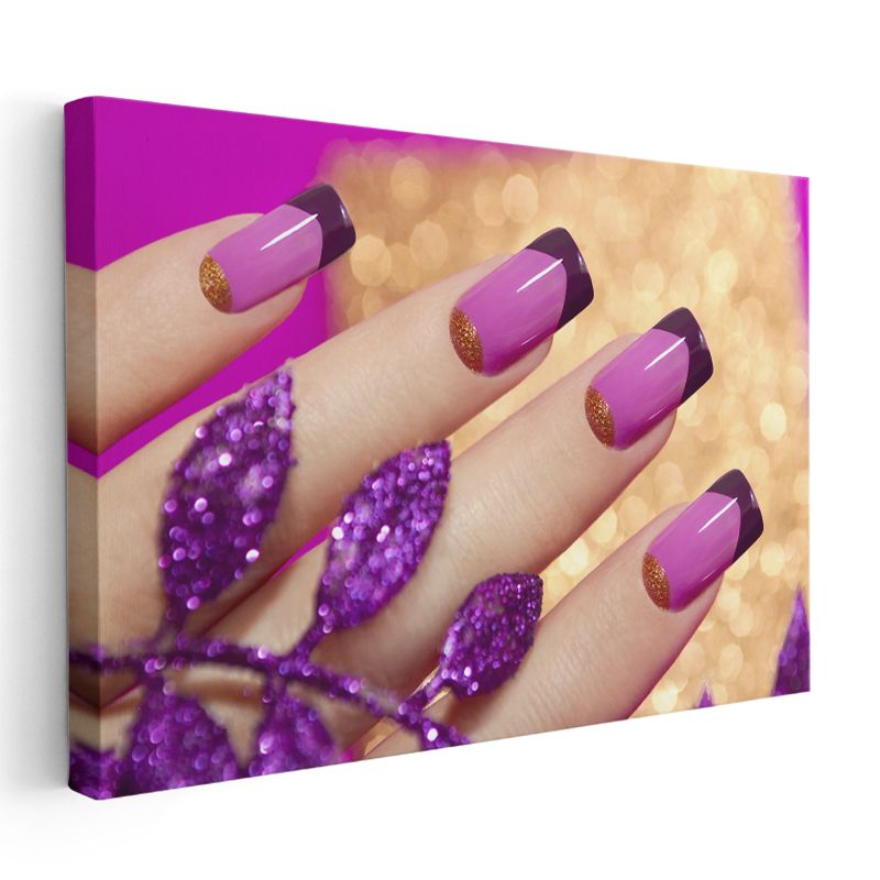 Tırnak Tasarımcısı - Mor Fransız Tasarımı Kanvas Tablo