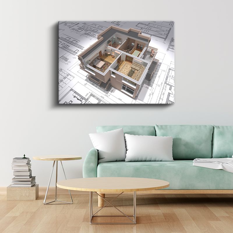 Mimar - Modern Daire Planı Kanvas Tablo