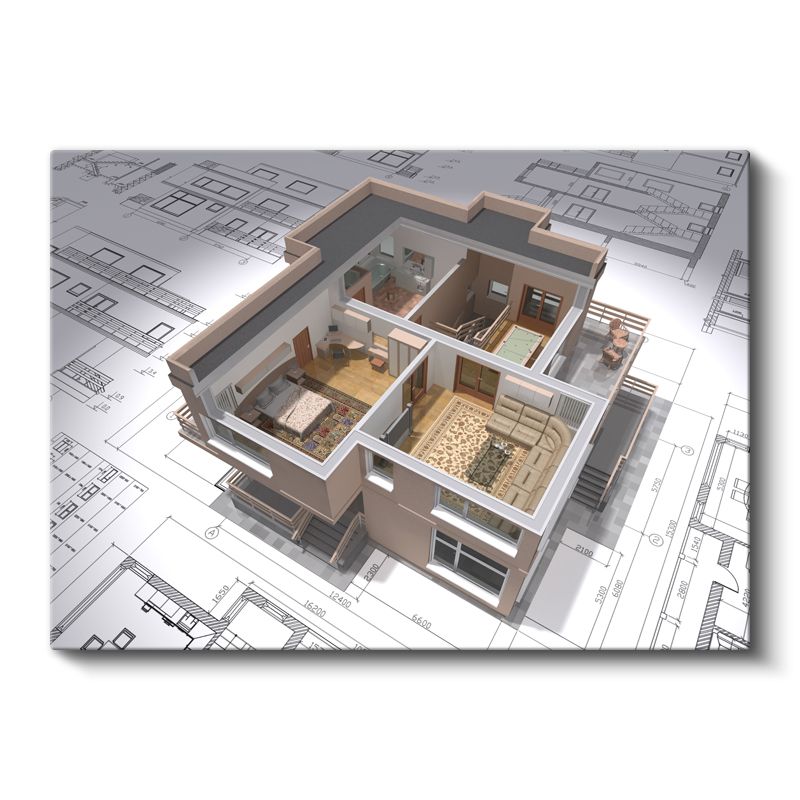 Mimar - Modern Daire Planı Kanvas Tablo