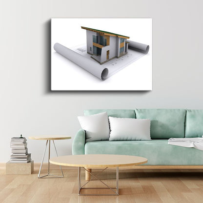 Mimar - Yeşil Çatılı Ev Projesi Kanvas Tablo